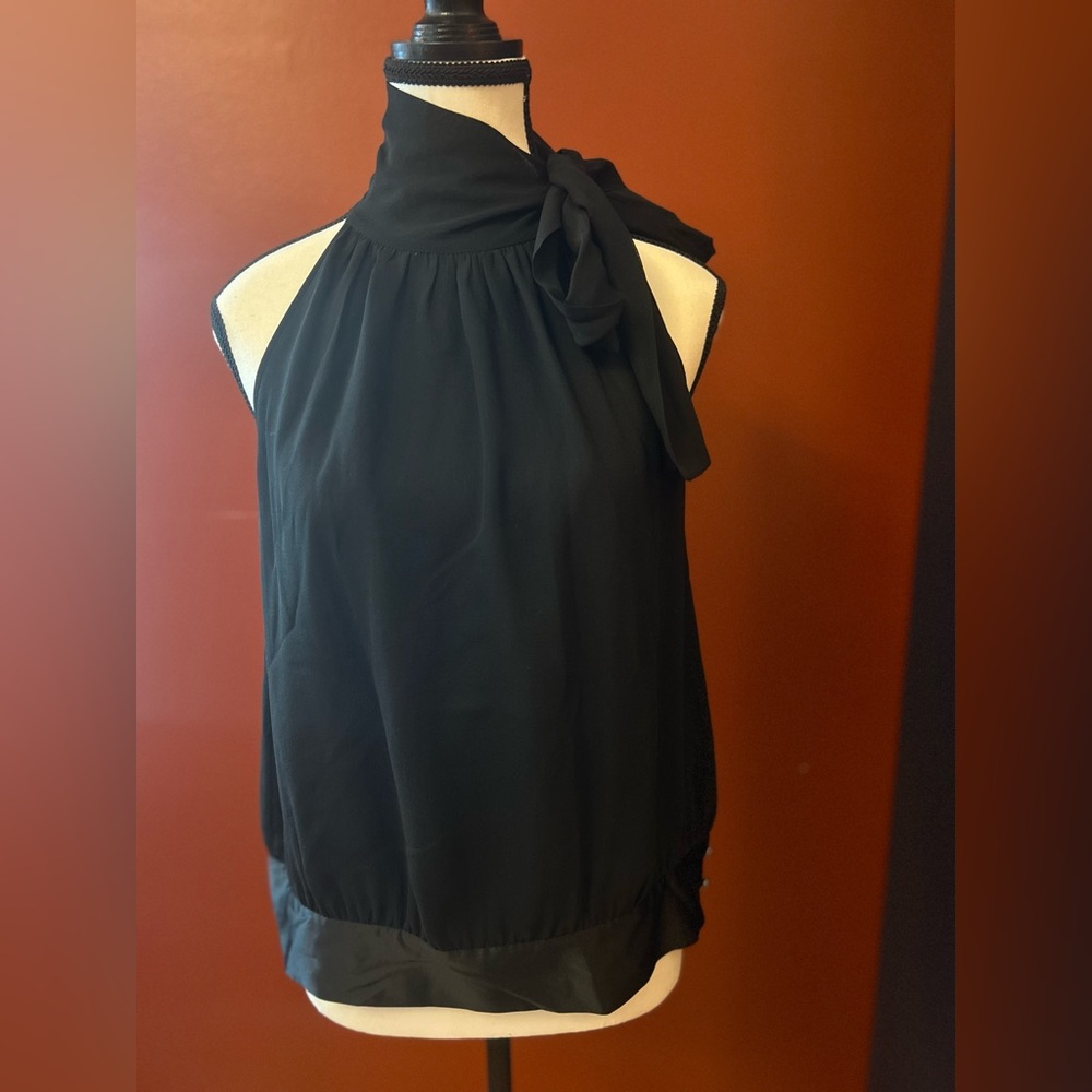Banana Republic Elegant Black Halter Top with side bow